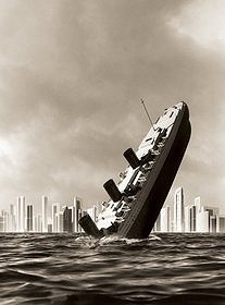 Image of a sinking ship, like the Bush Administration's final days in office.