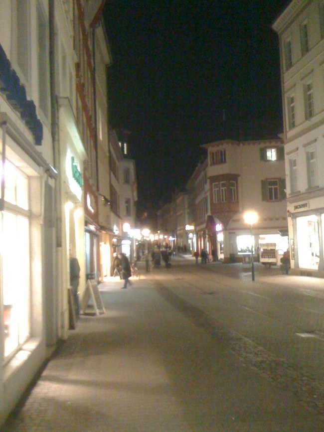 Hauptstrasse in Heidelberg at night