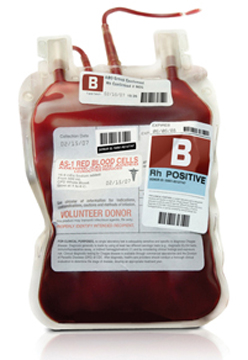 Blood in bag, pint of blood, unit of blood, donate blood