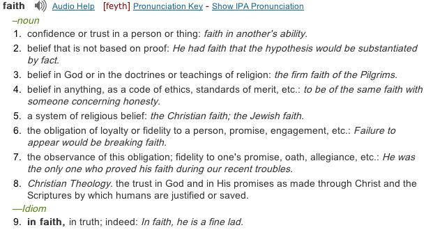 Dictionary.com definition of faith