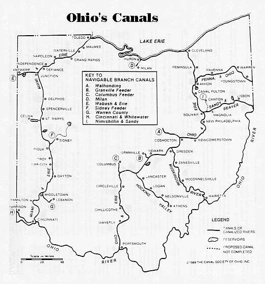 Map of Canals of Ohio