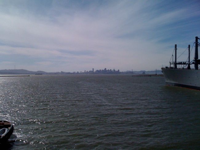 USS Hornet - a view of San Francisco from the stern of the flightdeck