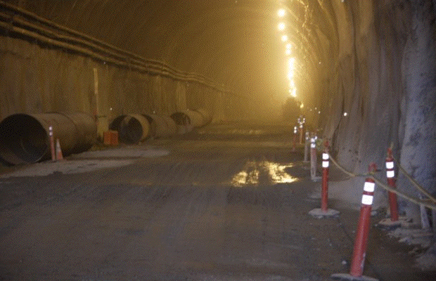 Lighted Devil's Slide tunnel interior