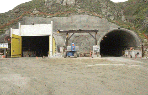 Tunnel entrances to Devil's Slide tunnel