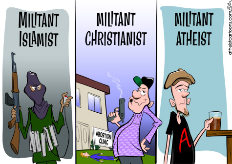 The difference between militant Islamists, Christians, and Atheists