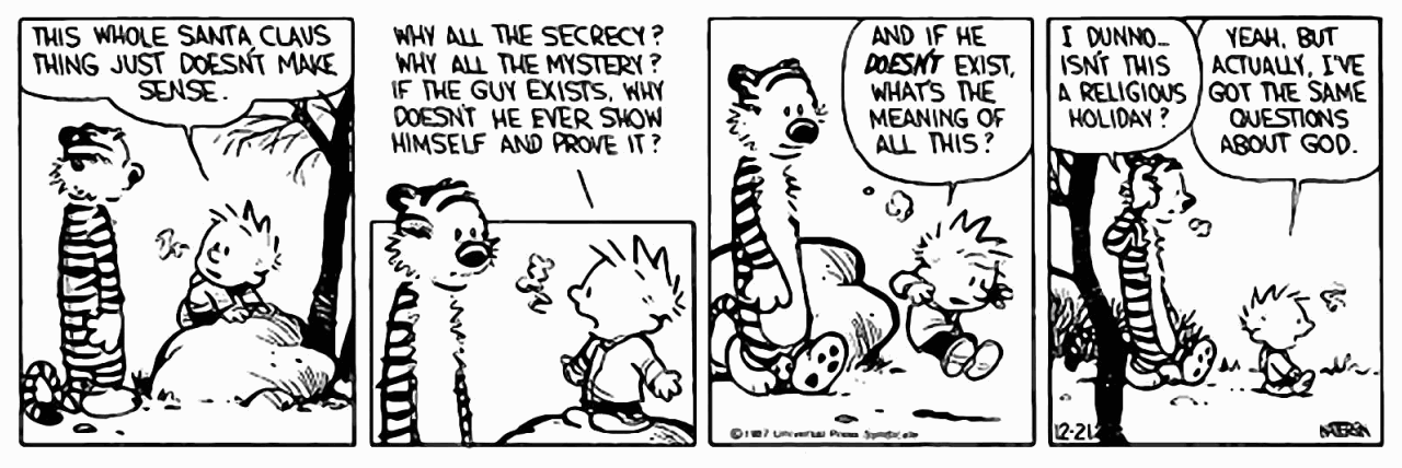 Calvin questions Santa, and god