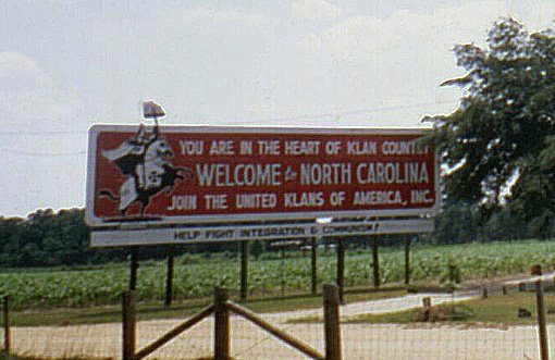 North Carolina KKK sign. Bigots will be bigots as they discriminate against their fellow citizens.
