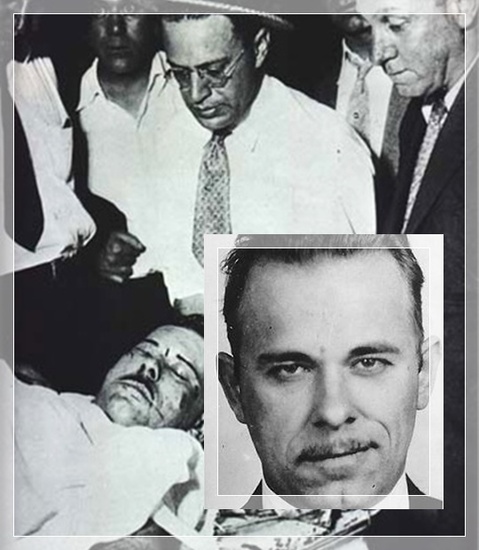 Example of celebrating violence, death photo of criminal John Dillinger