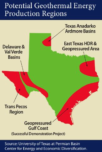 Map of Texas Geothermal Potential