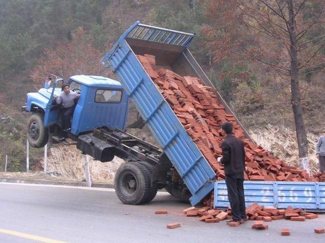 Dump truck brick spill