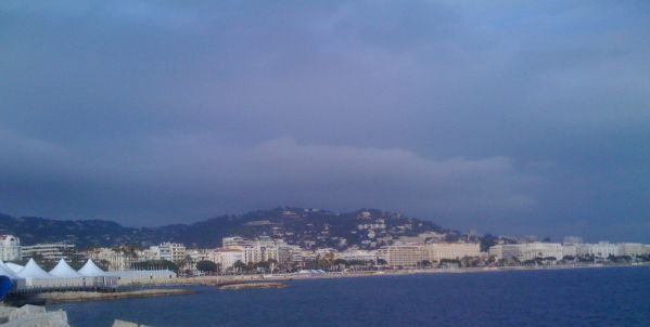 Cannes waterfront shot from quay to the west of the Palais