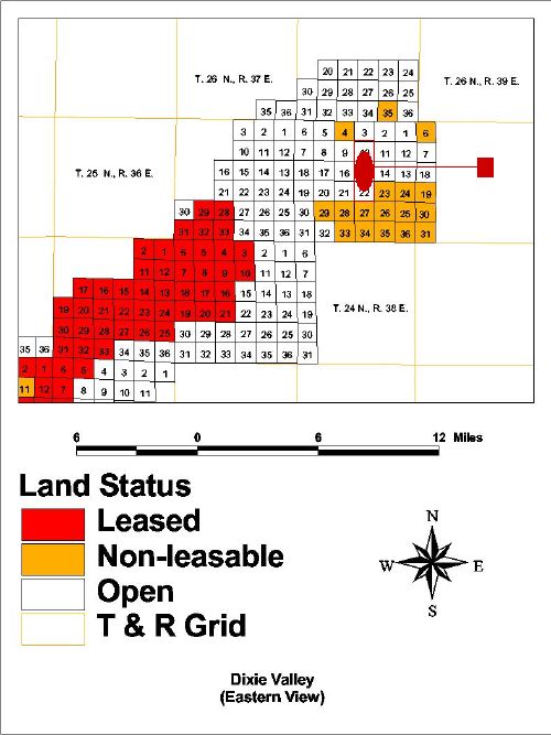 Lease map of Nevada's East Dixie Valley KGRA