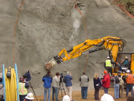 First digging at Devil's Slide Tunnel and Bridge project