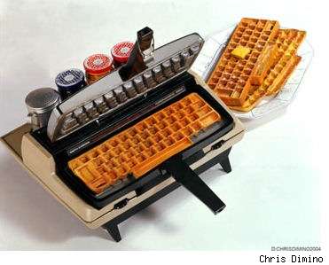 Waffle maker that turns out keyboard style waffles