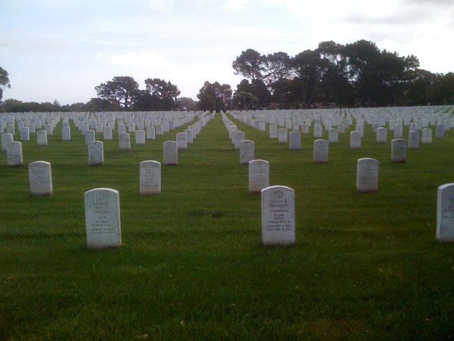 View of Golden Gate National Cemetery looking south from Plaza Drive