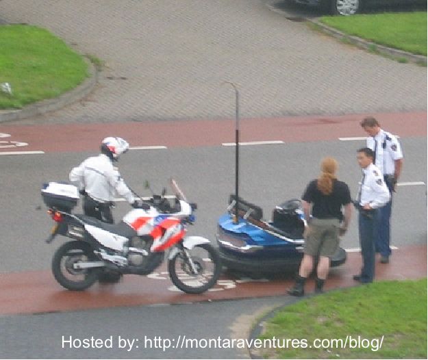 European police make a routine traffic stop - of a bumper car