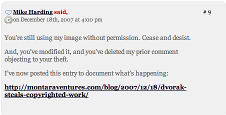 Comment to Dvorak on image theft