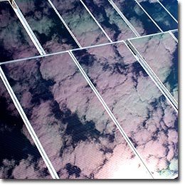 Sky reflected in solar panels